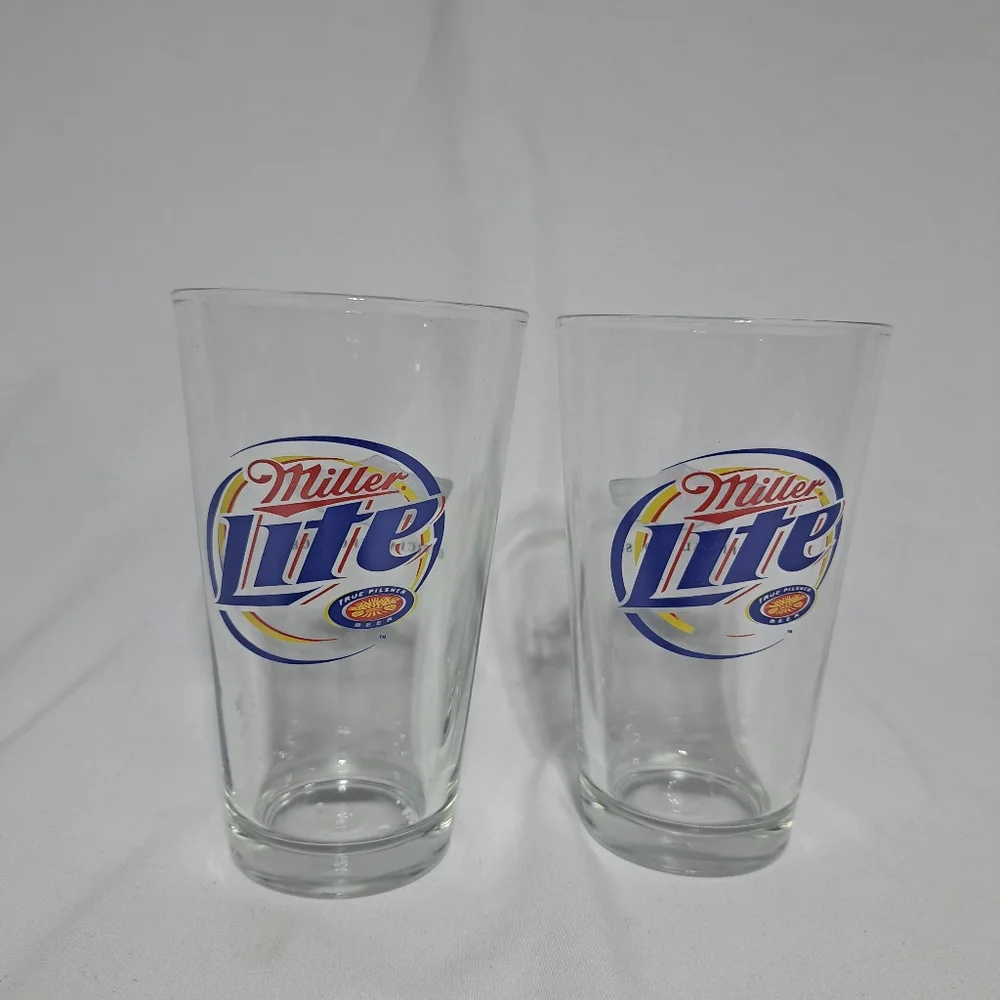 Set Of 2 Miller Lite Harley Davidson 100th Anniversary 2003 Pint Beer‎ Glasses